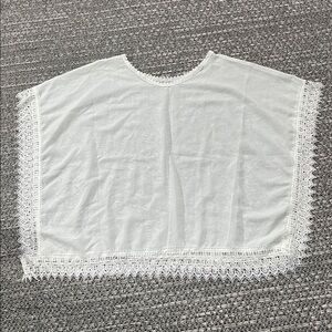 White Sheer Cover Up with Lace Trim